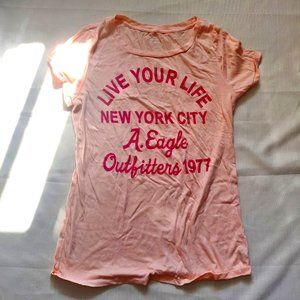 American Eagle Logo Graphic T-Shirt Pink Size XL